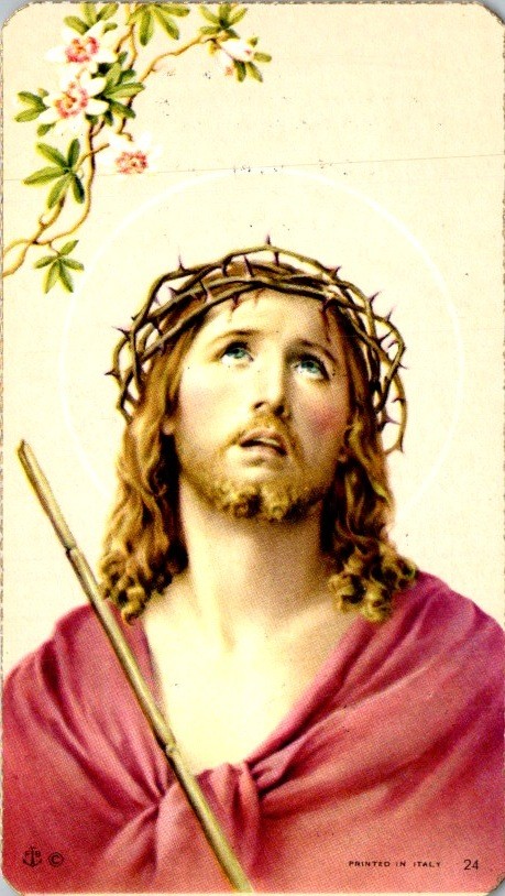 “Catholic Holy Card “Ecce Homo” Jesus 1940s Italy Fratelli Bonella Art Print”