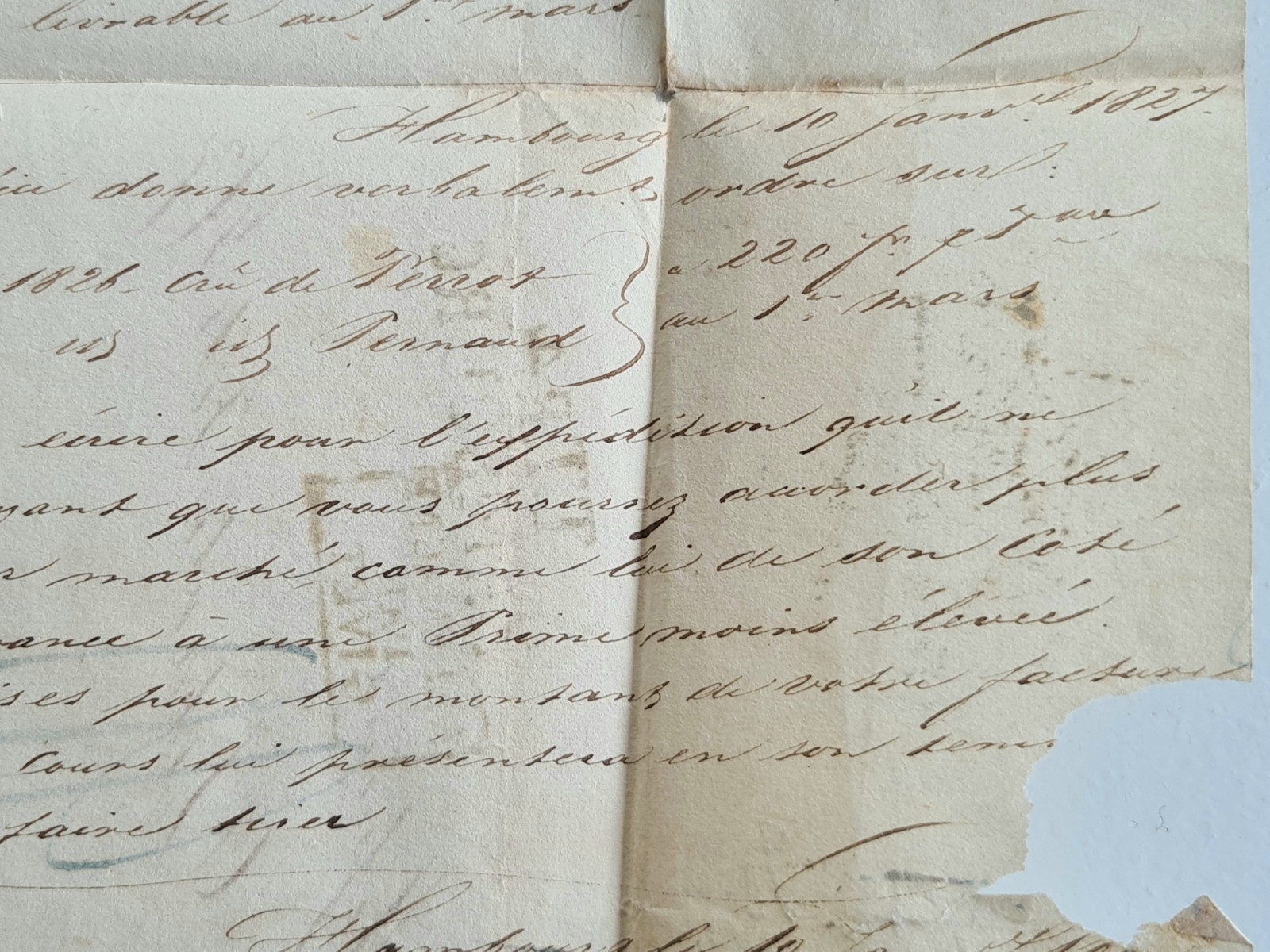 Old Letter Mail January 10 1827 Hamburg Bordeaux Germany By Givet