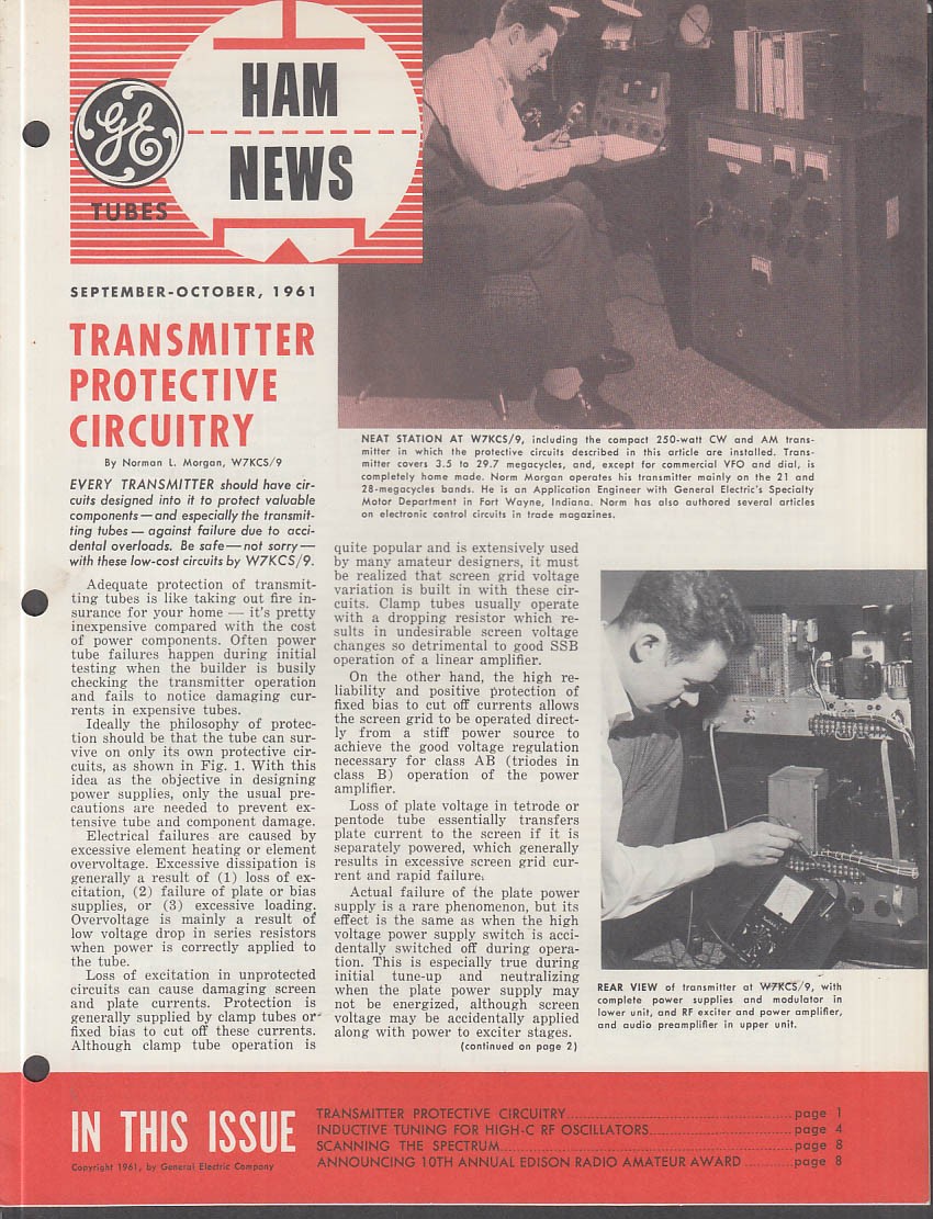 General Electric HAM NEWS 9-10 1962 Transmitter Protective Circuitry; Inductive