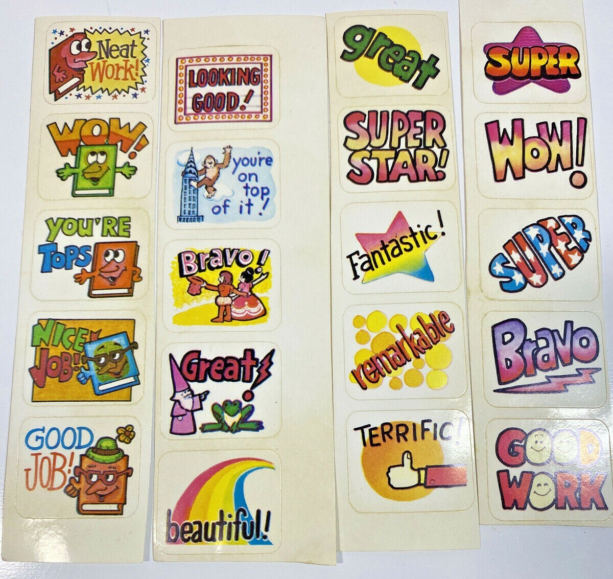 Vintage 1980’s Praise Stickers Lot Of 4 Strips