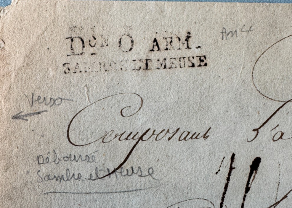 IV Army Letter Sambre Meuse Paid by the State ARM Reinhardt 1300€ Rare