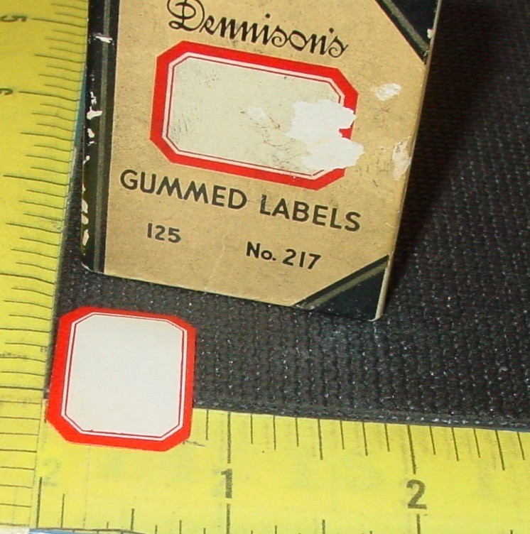 293 Vintage Dennison Gummed Red Border Bottle Craft Labels #217 #209 Mix NOS USA