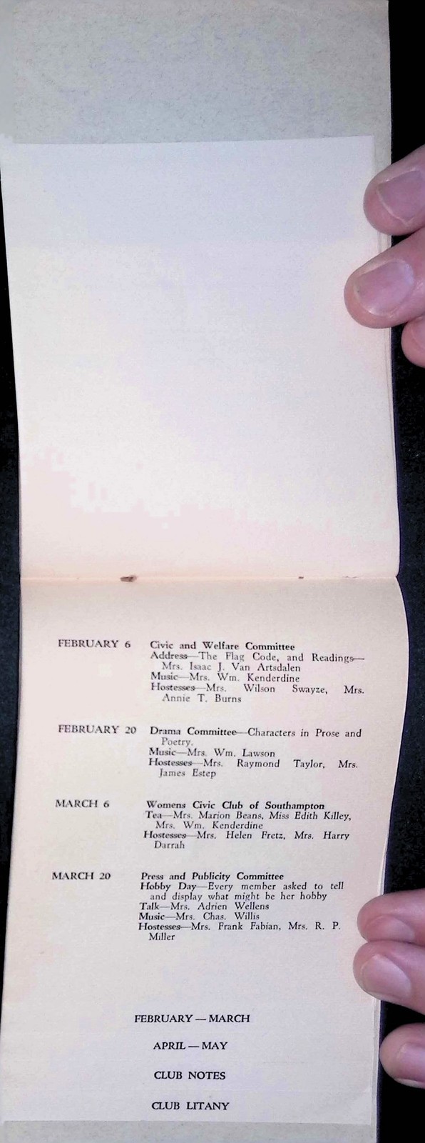 New Century Club Newtown PA 1900s Program Booklet NC Monogram
