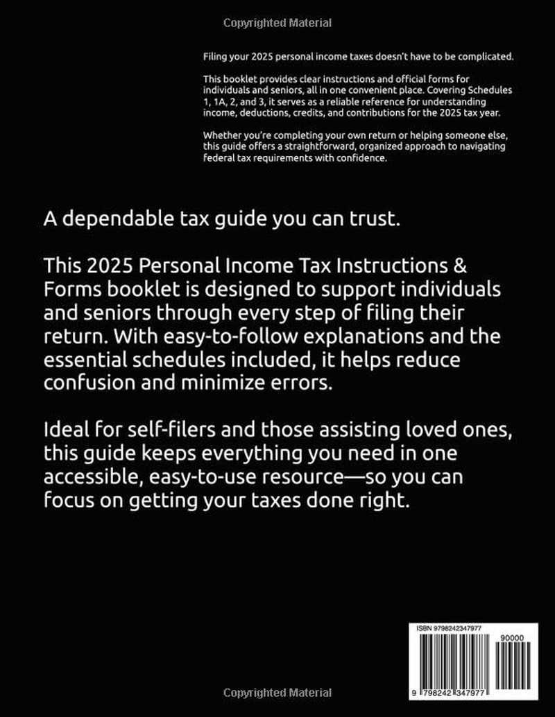 2025 IRS 1040 and 1040-SR Instructions and forms, including Schedule 1, 1A, 2, a