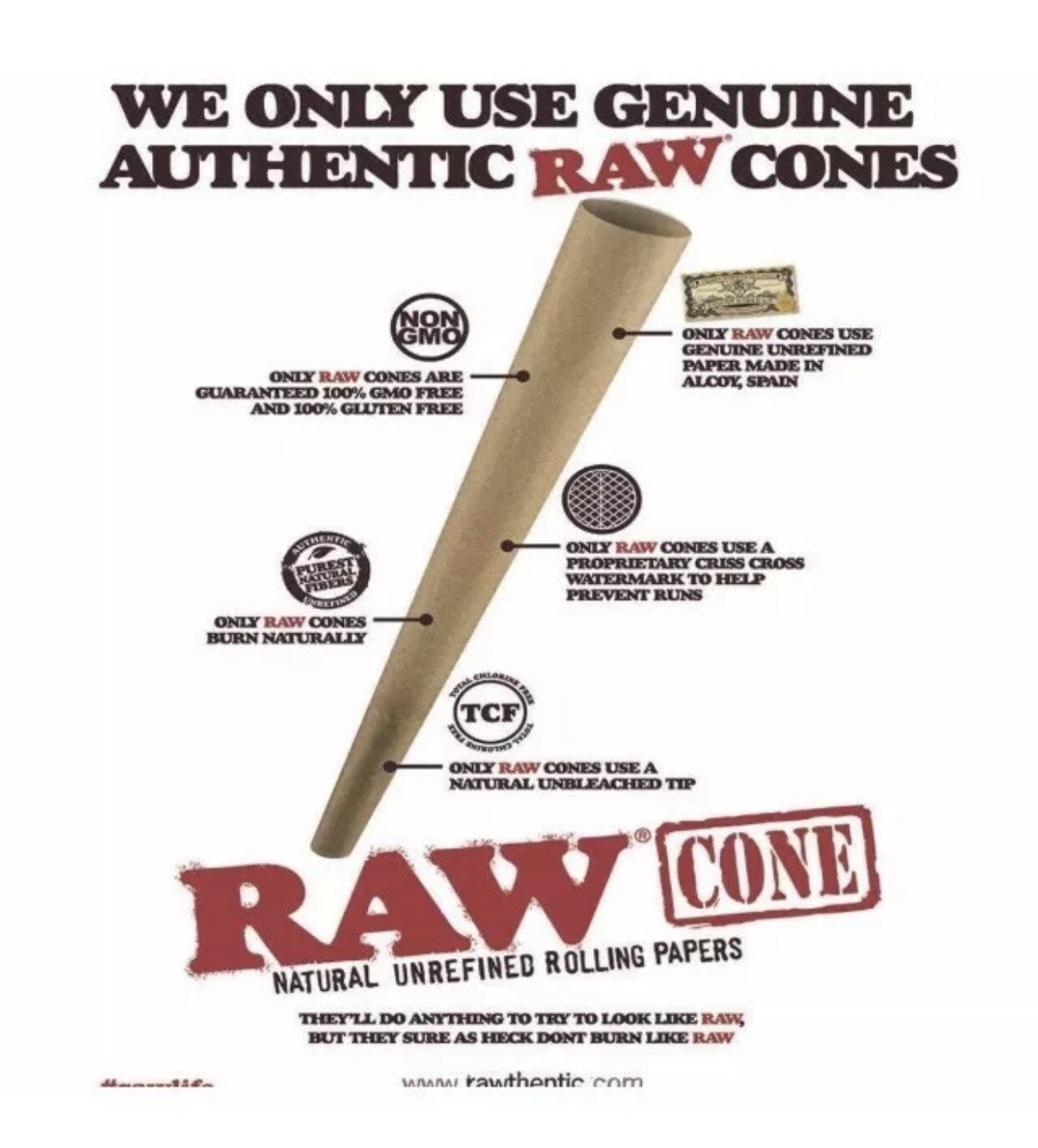 raw classic KING SIZE cone pre rolled cone (1000 pack)+2x glass cone tip+2x tube