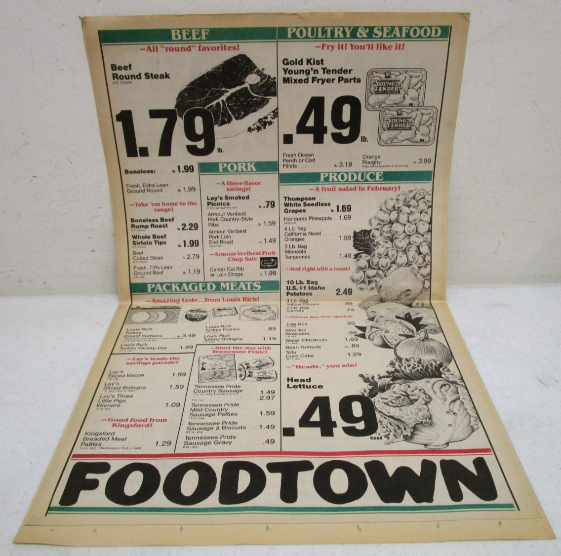 1985 VINTAGE 1980’s FOODTOWN GROCERY STORE ADVERTISING SALES NEWSPAPER CATALOG
