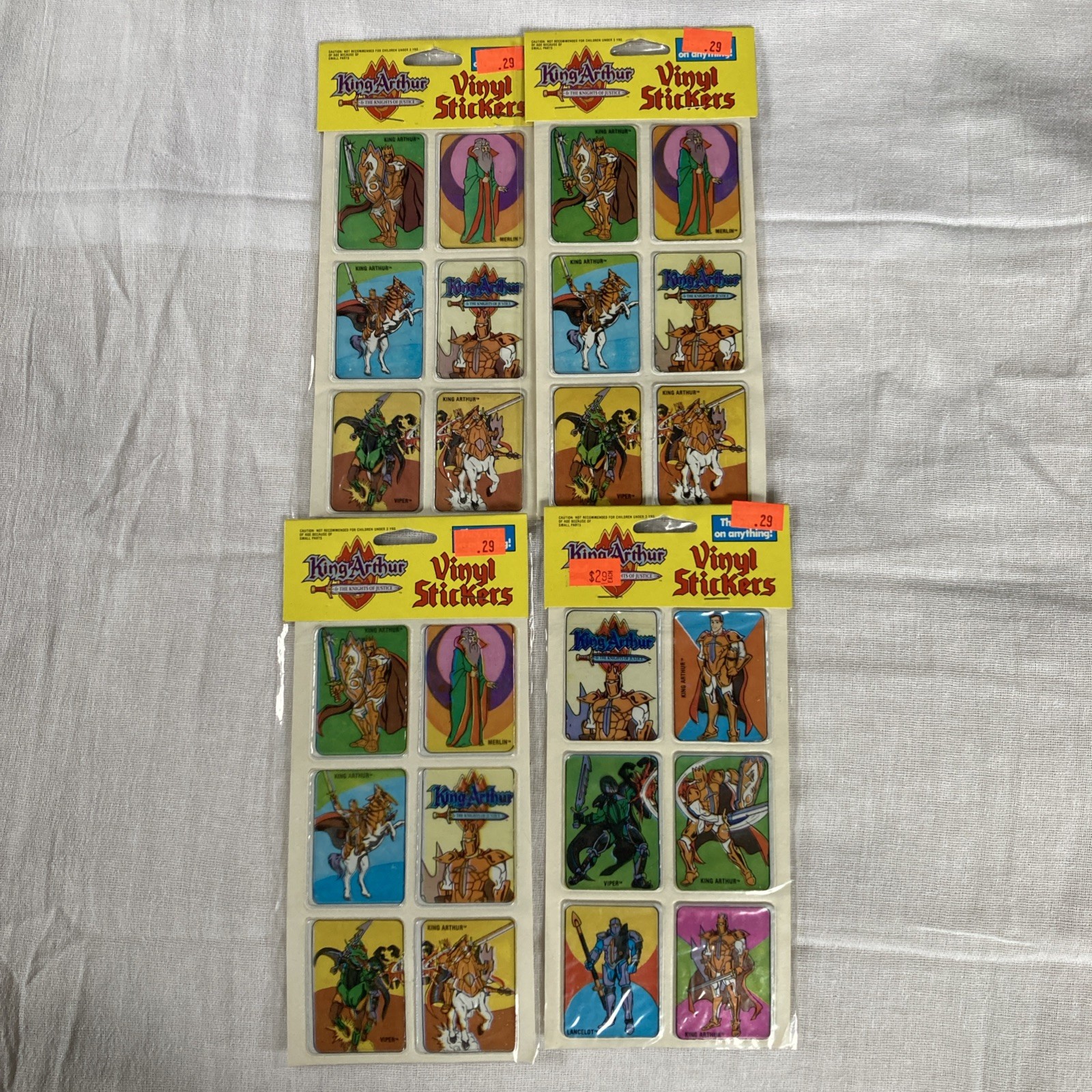 King Arthur The Knights of Justice Vinyl Stickers 1992 Lot of 4 New Sealed