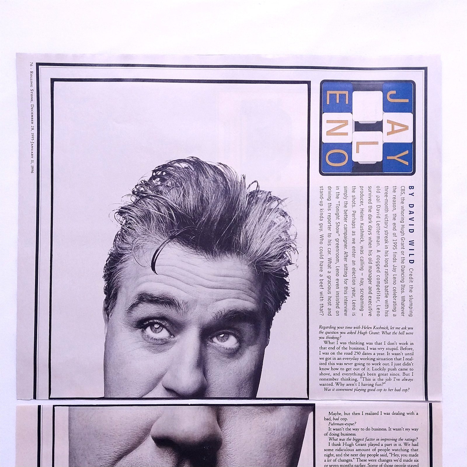 1995 Jay Leno Vintage Original Magazine 2 Page Spread Funny Portrait