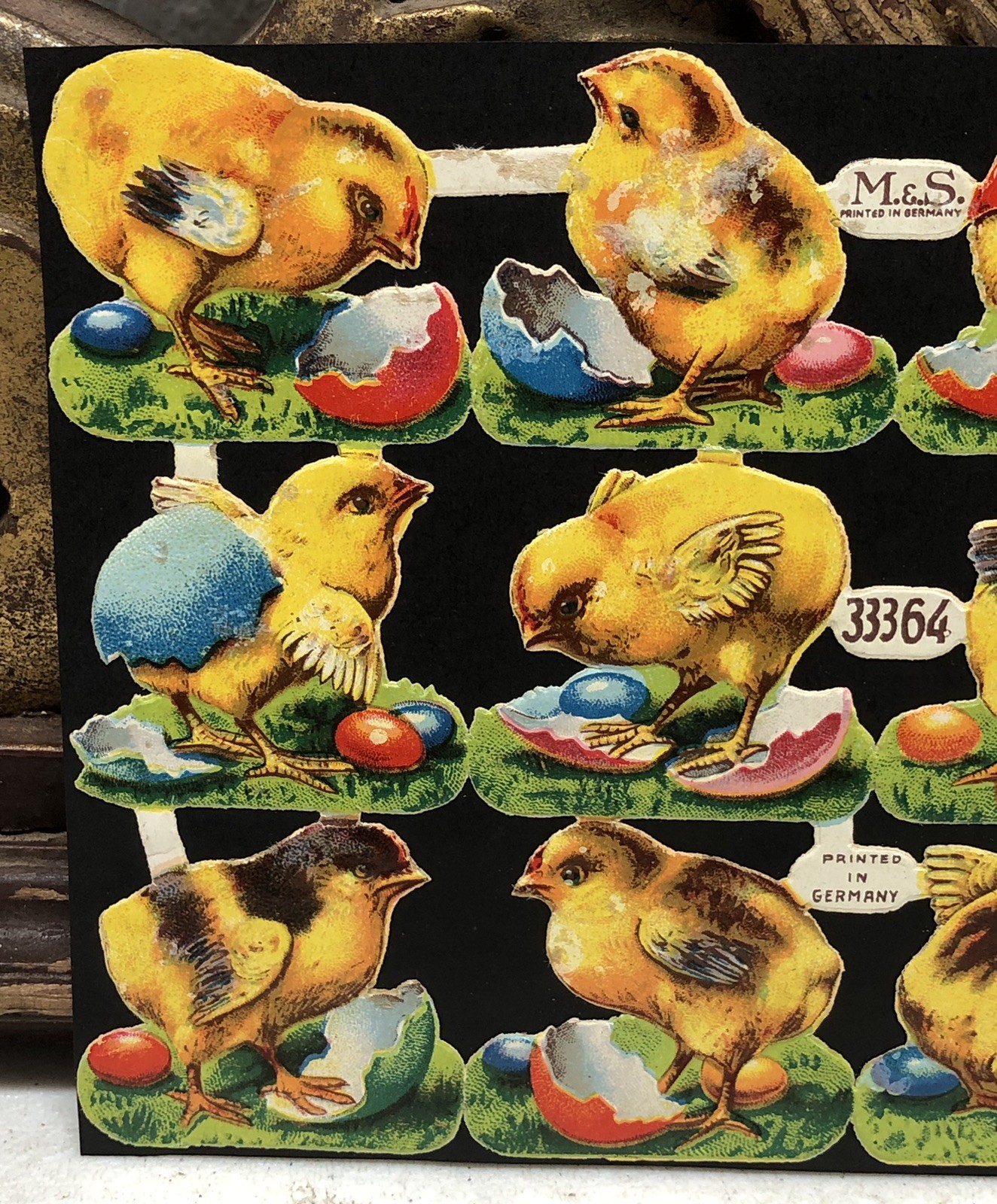 Baby Chicks & Giraffes Clown Kids Die Cut Scraps Glued on Paper Double Sided L8