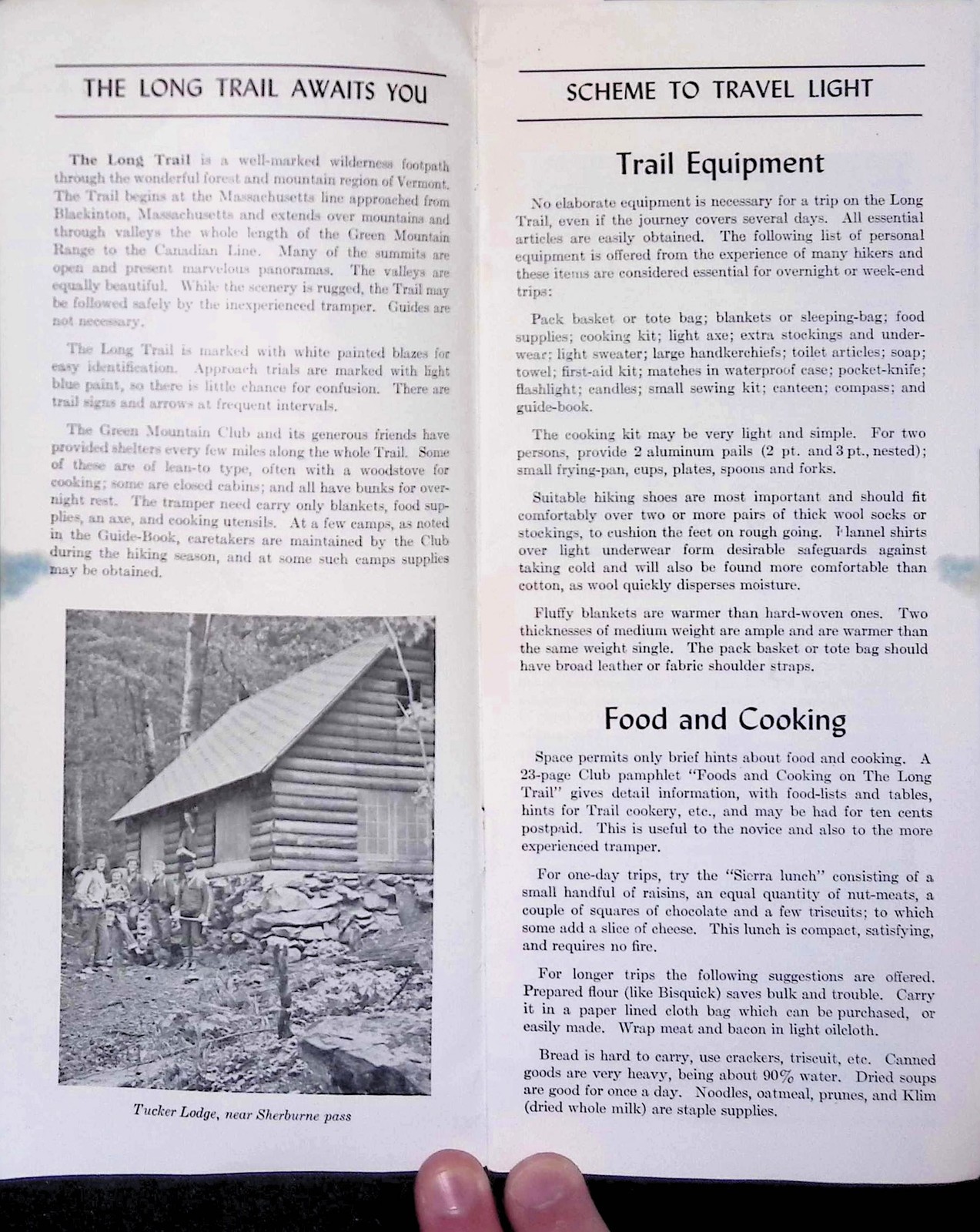 Green Mt Club Long Trail Vermont Brochure Hiking Guide 1940s Map Mt