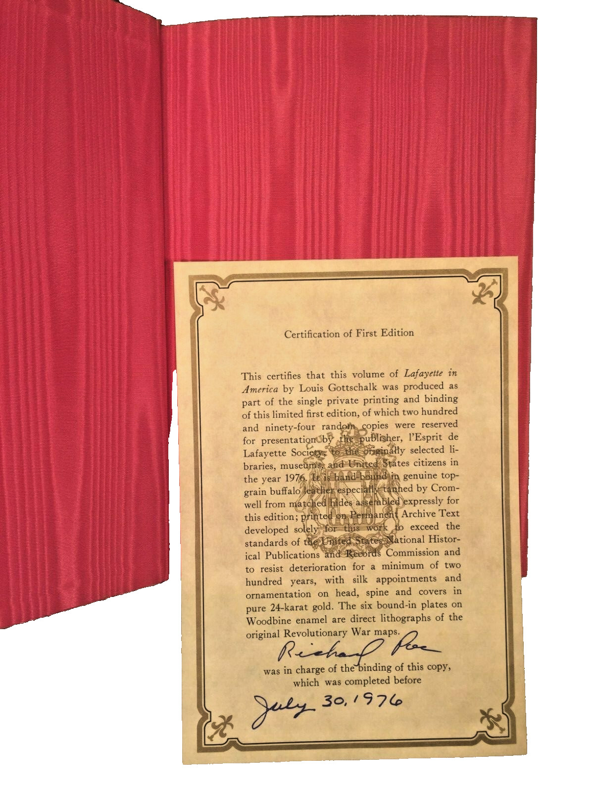 Autograph Book of Lafayette in America 1st Edition 1976 Signed Louis Gottschalk