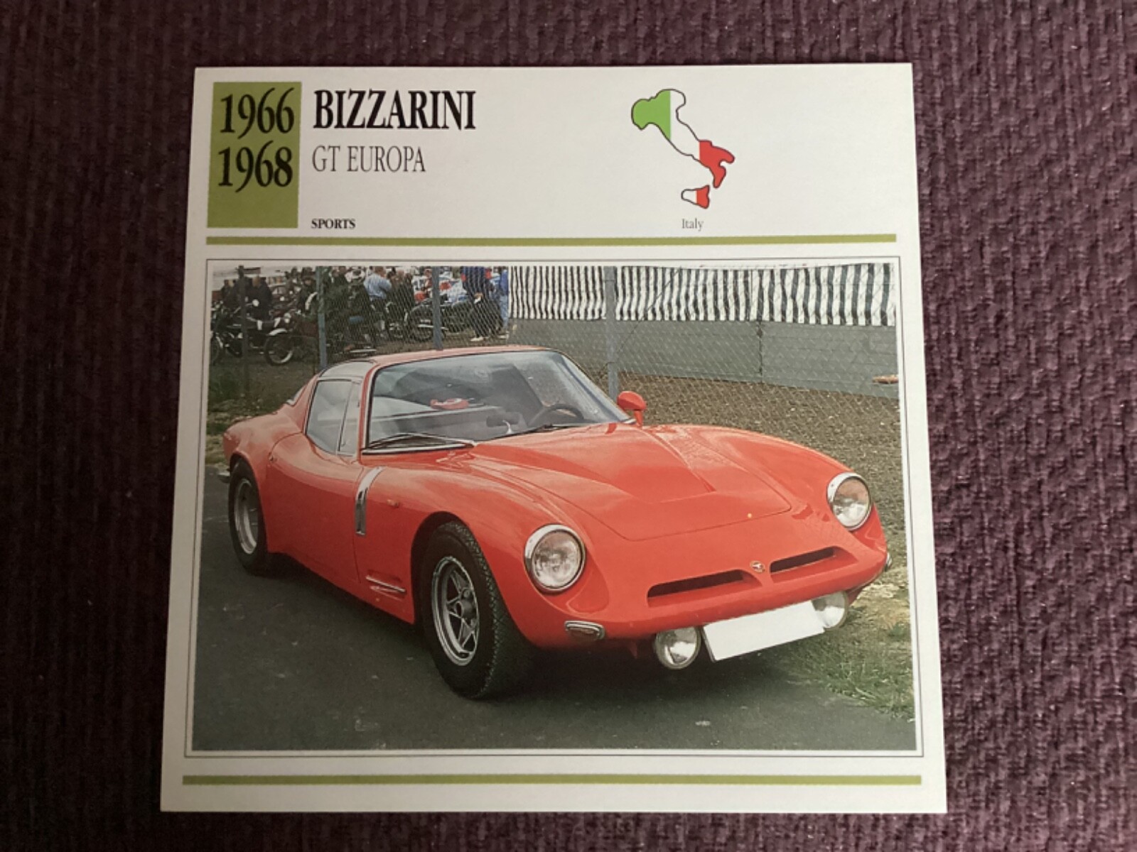 Bizzarini, GT Europa, 1966-68, Sports Car, Italy, Collectors Card