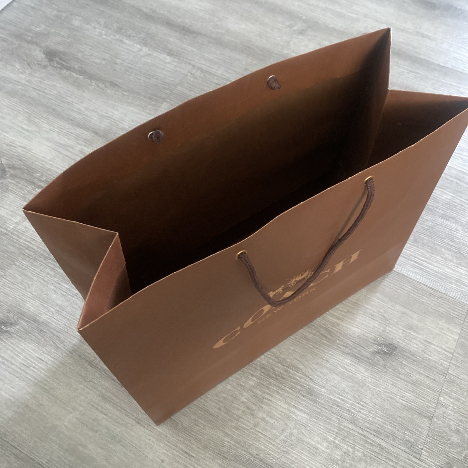2013 COACH New York Brown With Gold Print Paper Shopping Bag – 13″X16″X6.5″
