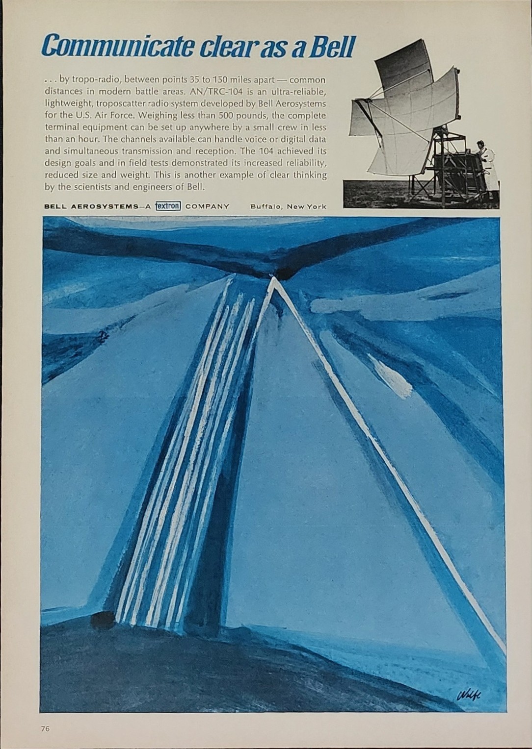 Bell Aerosystems Picture Magazine Ad Vintage Original Wall Art Clear as a Bell
