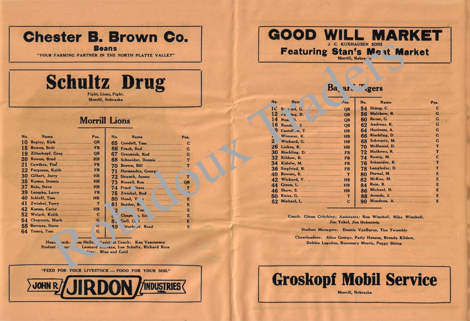 1971 Morrill High School Football Programs: Morrill, Nebraska