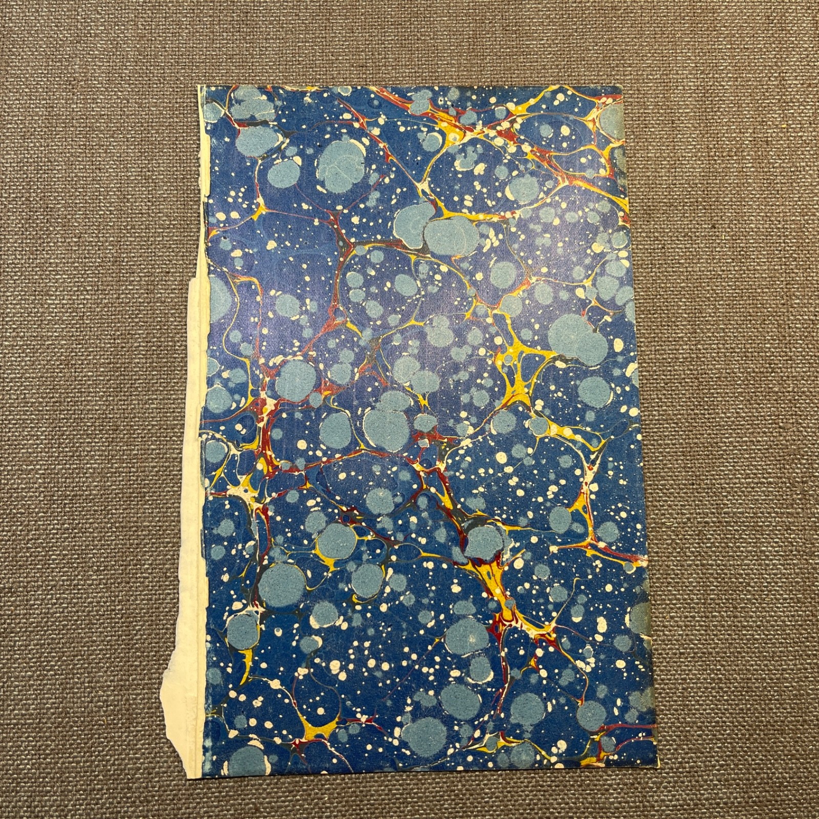 Antique Marbled End Papers Bookbinding Blue Yellow Red Lot of 3