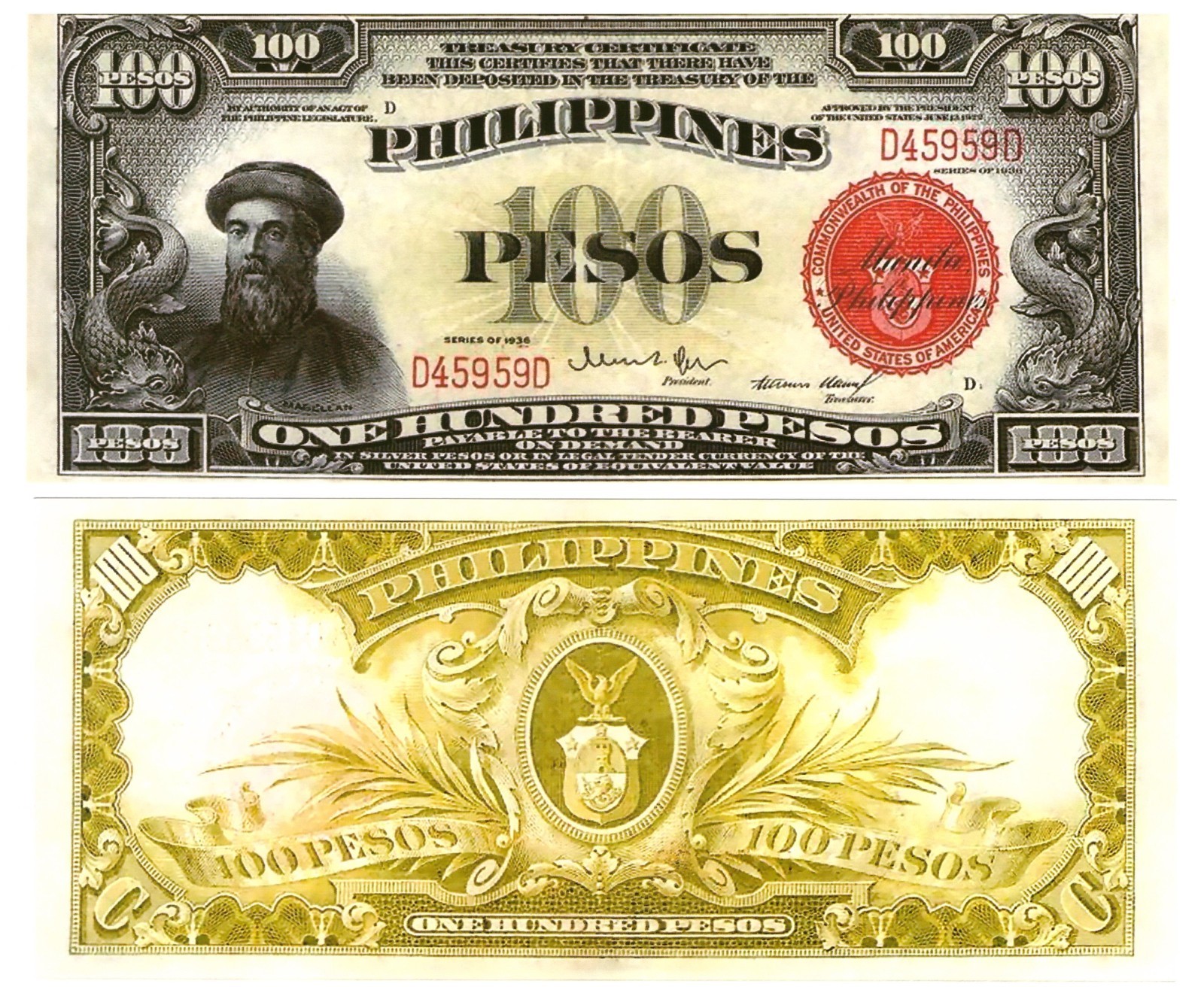 u Reproduction Note Philippines 100 Pesos 1936 Pick #87 3933R