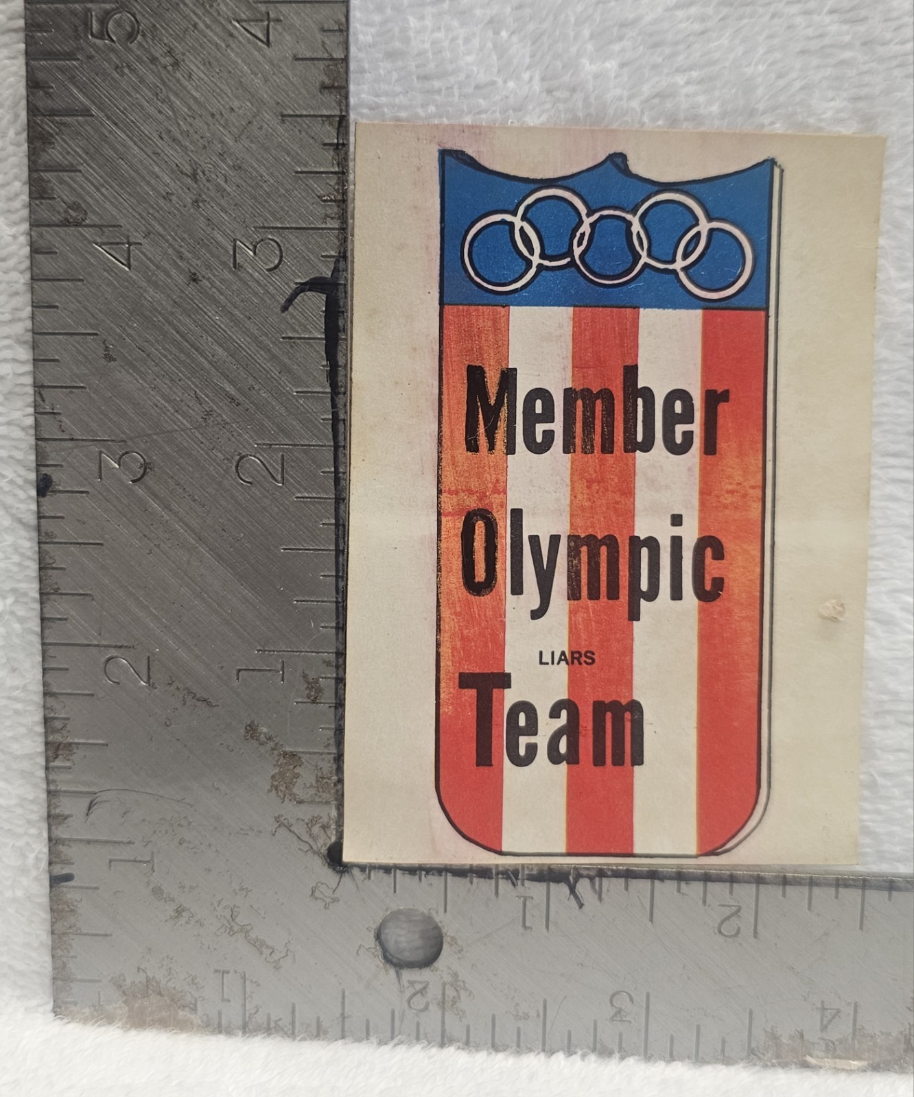 Vintage 1950’s Impko Funny Member of the Olympic liars Team Luggage Sticker 3½”