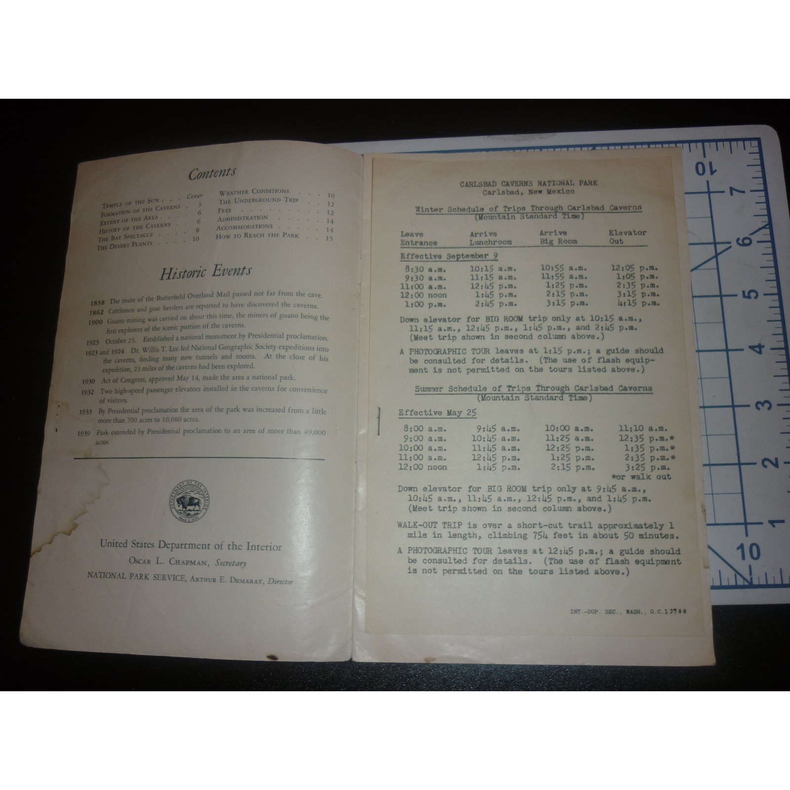 1951 Carlsbad Caverns National Park New Mexico Vintage Souvenir Booklet Map
