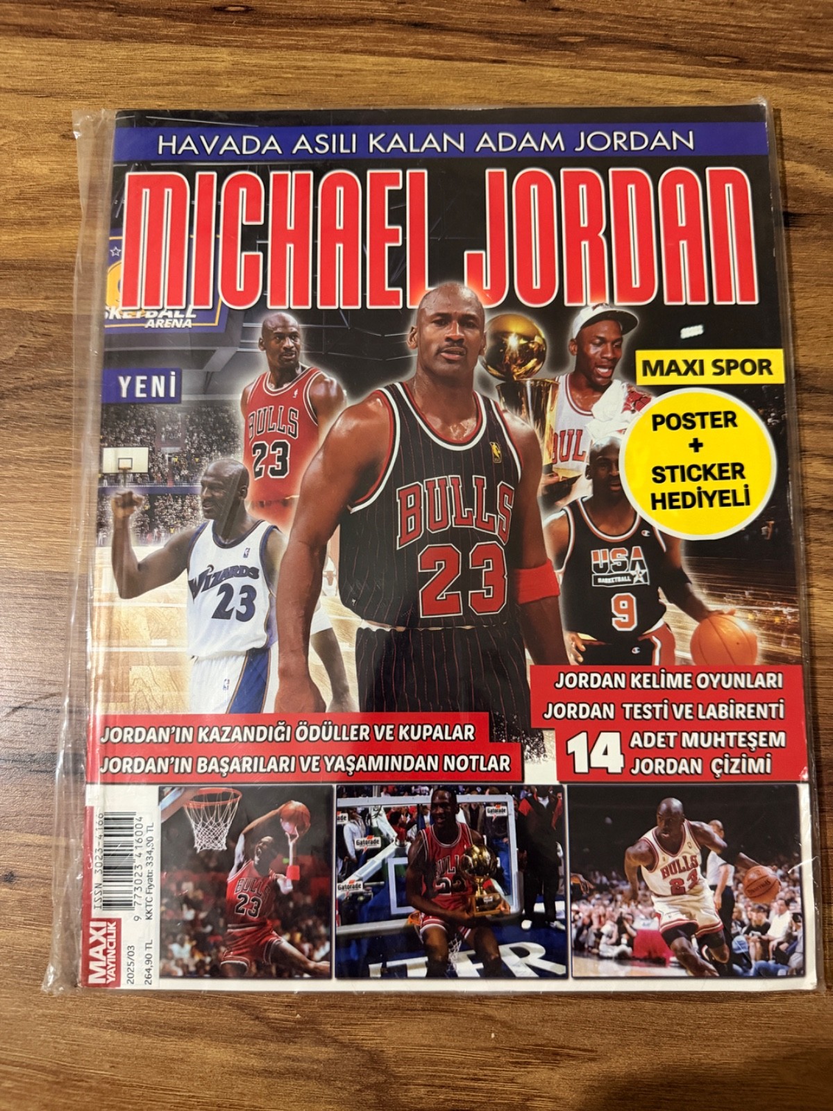 Sealed Michael Jordan Turkish Special Magazine Poster Sticker Bulls NBA Rare NEW