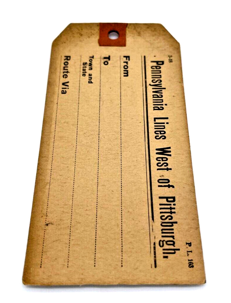 Pennsylvania Lines West of Pittsburgh Luggage Tag 4.75″x2.25″ Unused Vintage