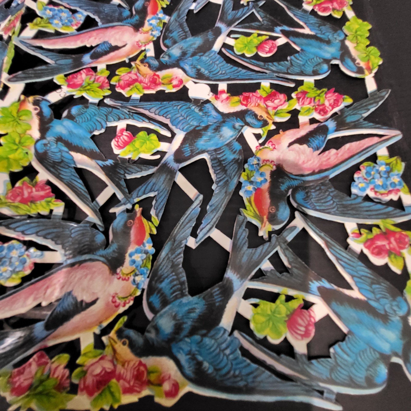 Beautiful German Die Cut Birds Vintage
