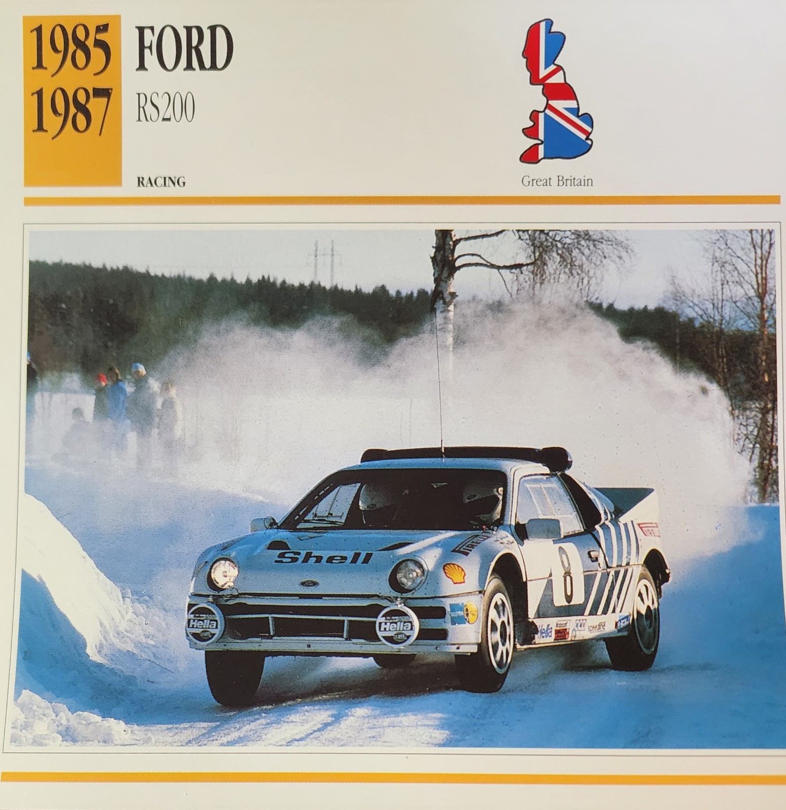 Ford RS200 RS 200 Car Picture Info Detail Collector Card Vintage Retro Decor