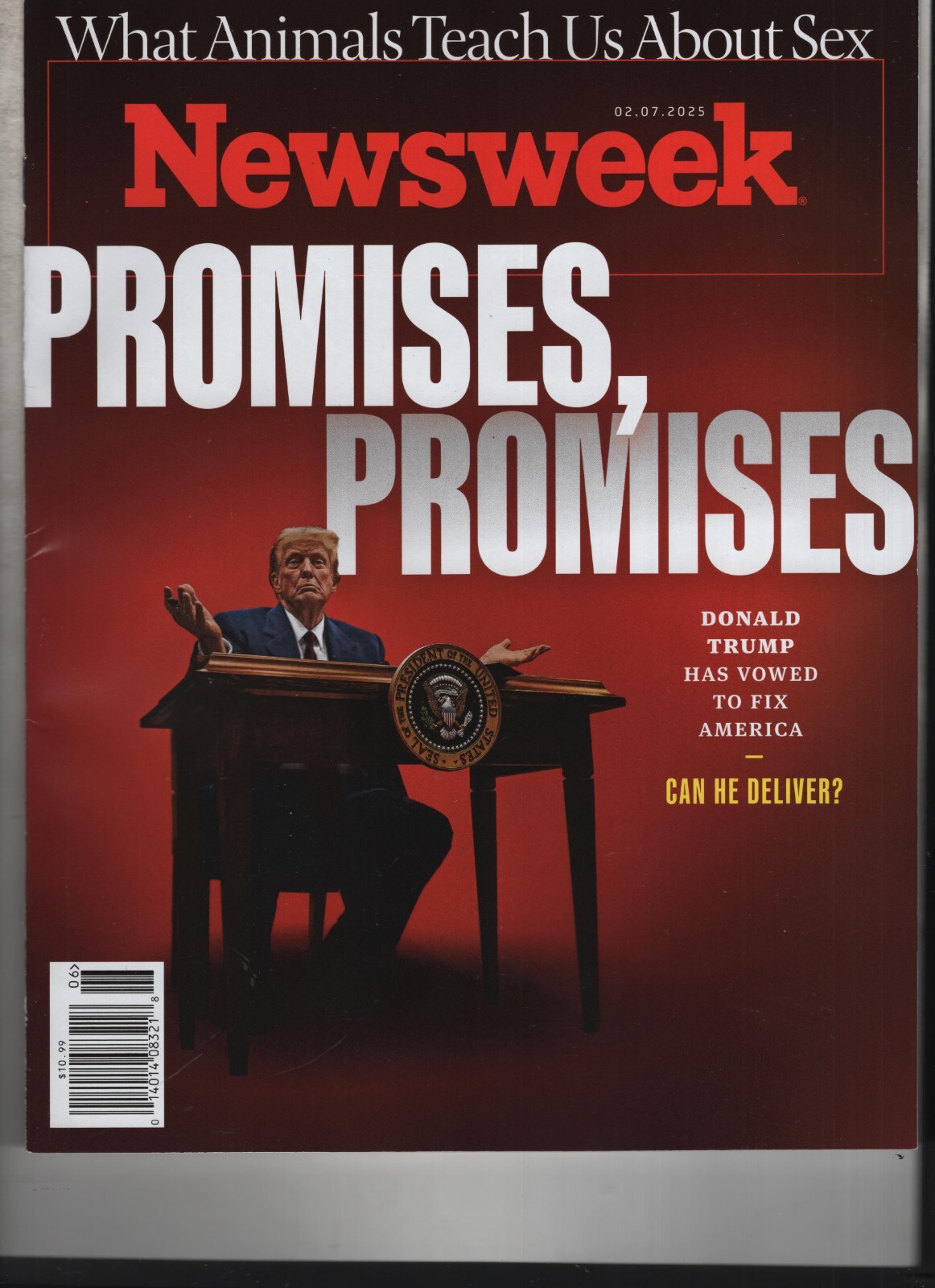 DONALD TRUMP PROMISES PROMISES NEWSWEEK MAGAZINE FEBRUARY 7 2025 NO LABEL