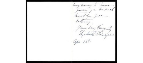 Elizabeth Burgess Letter – Dedham MA – 1900s Ephemera – Norfolk County