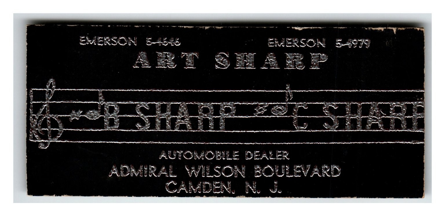Art Sharp Emerson 5-4648 Matchbook Automobile Dealer Camden NJ