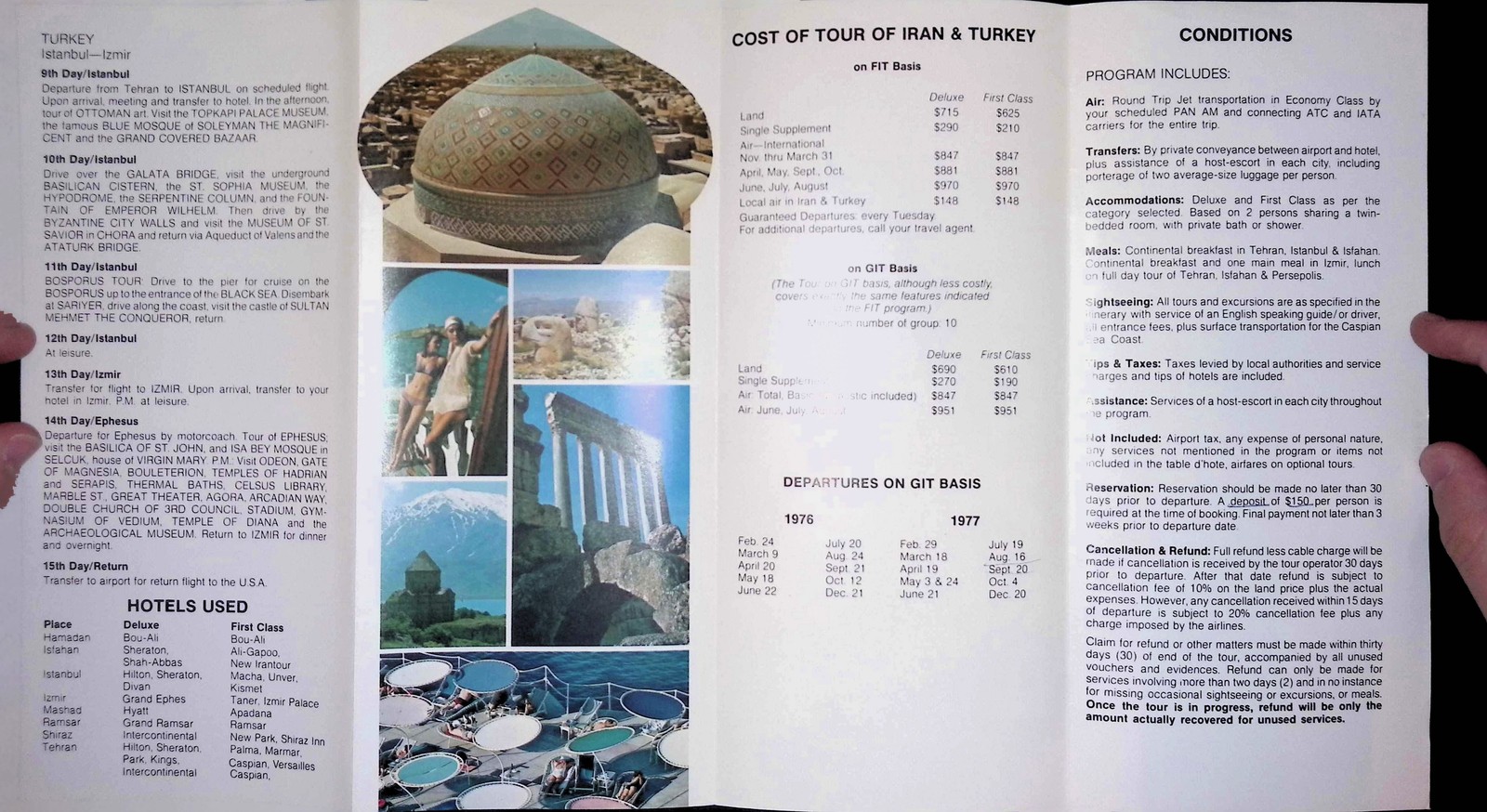 Pan Am Persepolis Tour Brochure 22-Day Iran Turkey Itinerary 1950s Self-Mailer