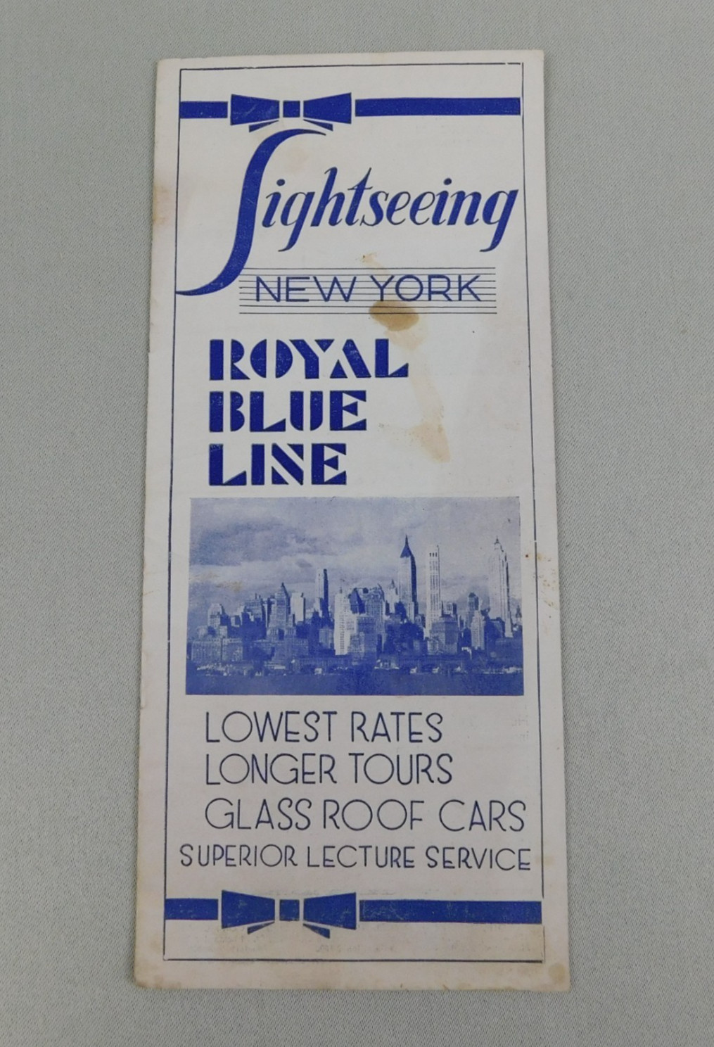 Vintage 1935 Sightseeing New York Royal Blue Line Travel Guide Map Souvenir