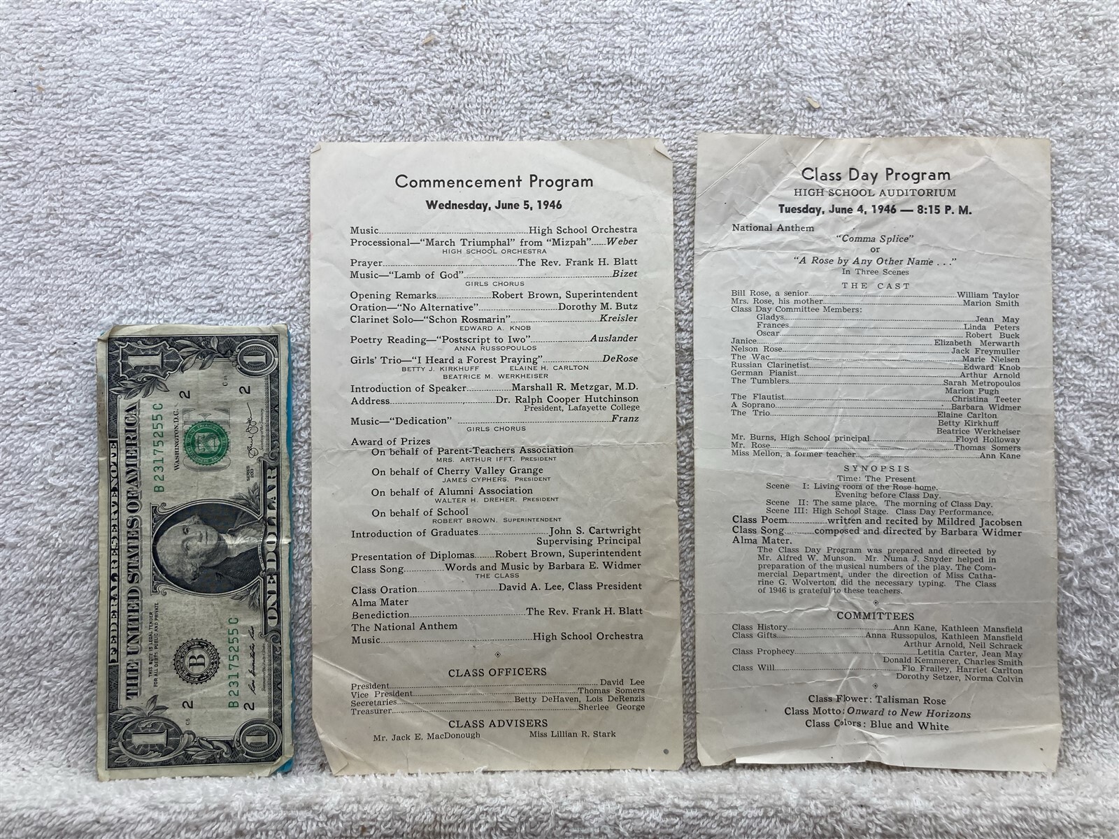 1946 Stroudsburg High School Graduation Class Day Programs PA Vtg