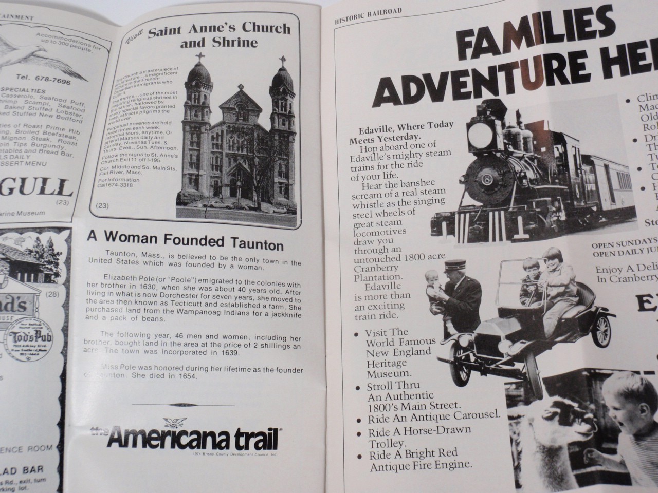 Vintage 1977-78 Americana Trail Vacation Guide Directory Brochure Booklet
