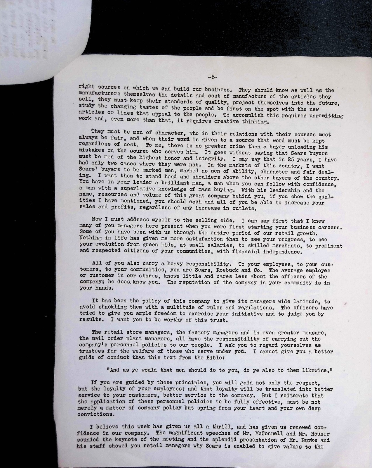 Sears Roebuck 1950s Corp Philosophy Rosenwald Policy 3pg Typed Memo Net Worth