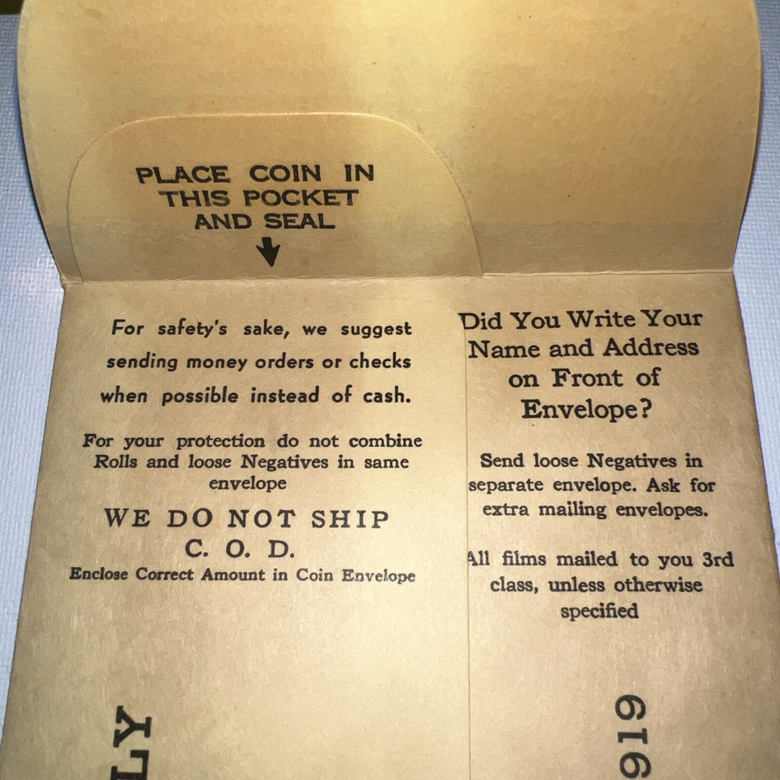 MINT 1948 Phila. Vintage Kodak Mail-In Film Photo Developing Envelope One