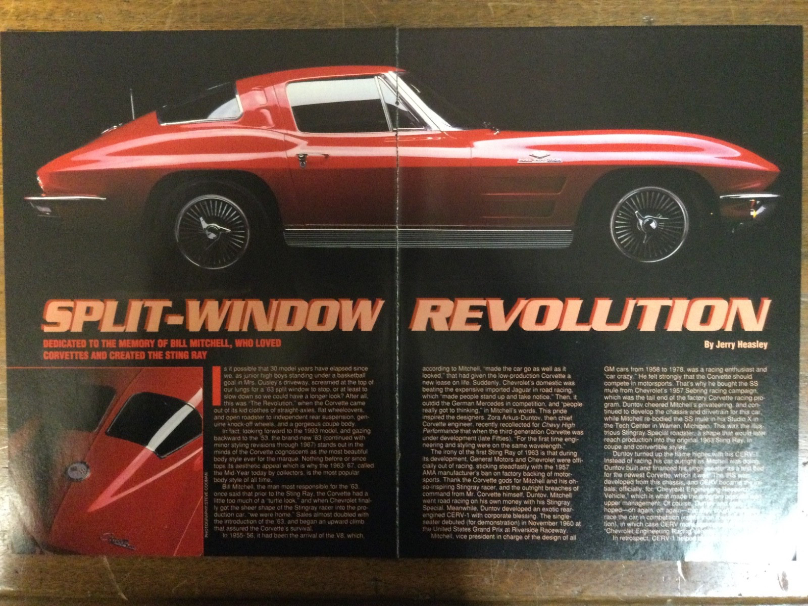 8393 Article Pictorial 1963 Corvette Split Window Revolution Bill Mitchell 5 pg
