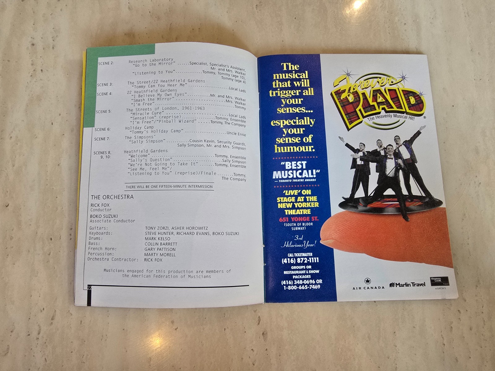 1995 The Who’s Tommy Musical Curtain Call Programme Spring 95 Edition Tyley Ross