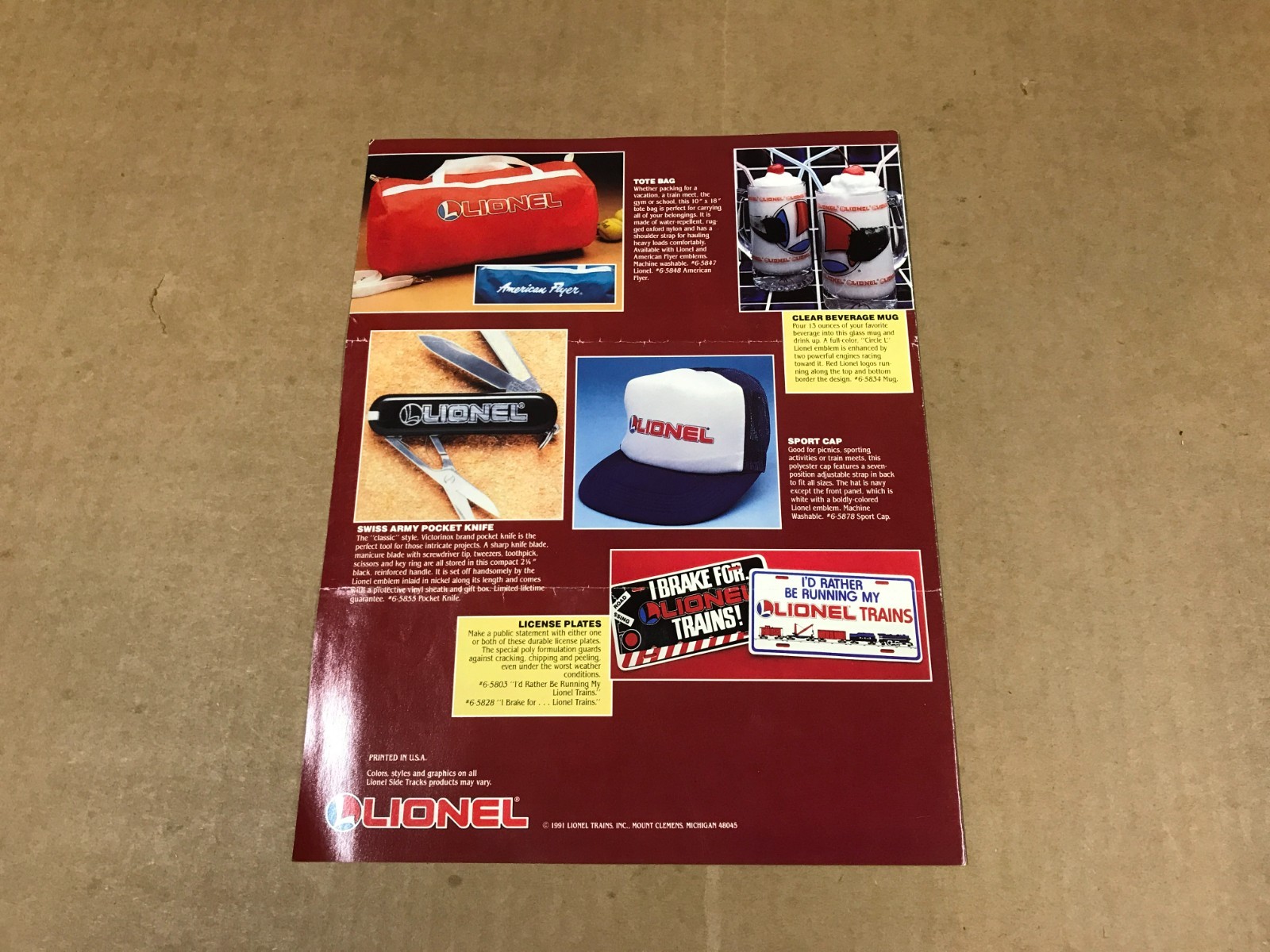 Vintage 1991 Lionel SideTracks Keepsakes Brochure