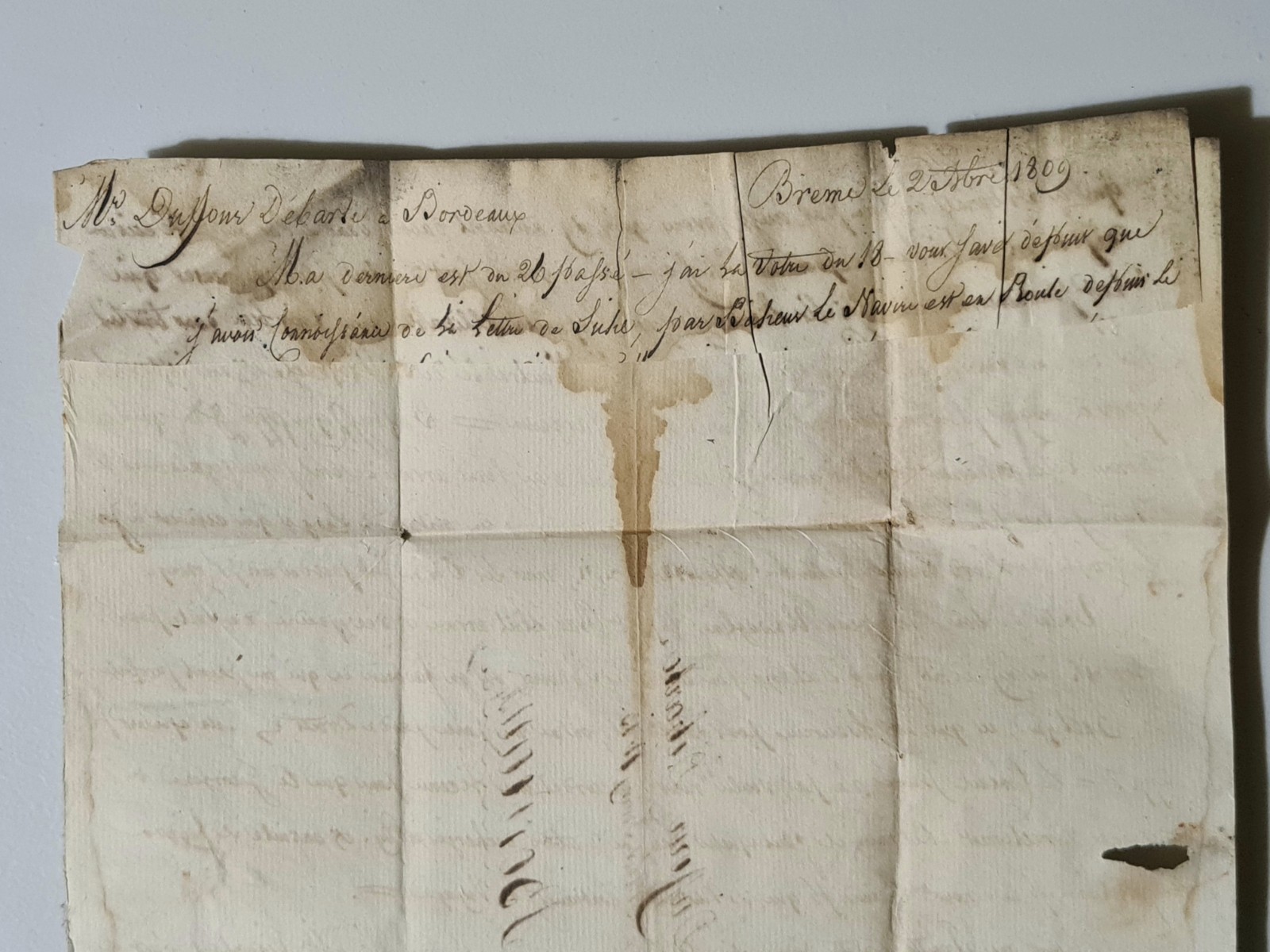 Antique Letter Mail 1st Empire Napoleon I Germany Bremen Bordeaux 1809