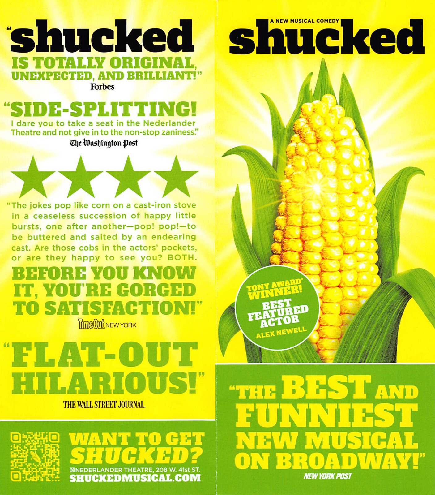 Shucked musical comedy 2023 Broadway New York City Ad Flyer Alex Newell