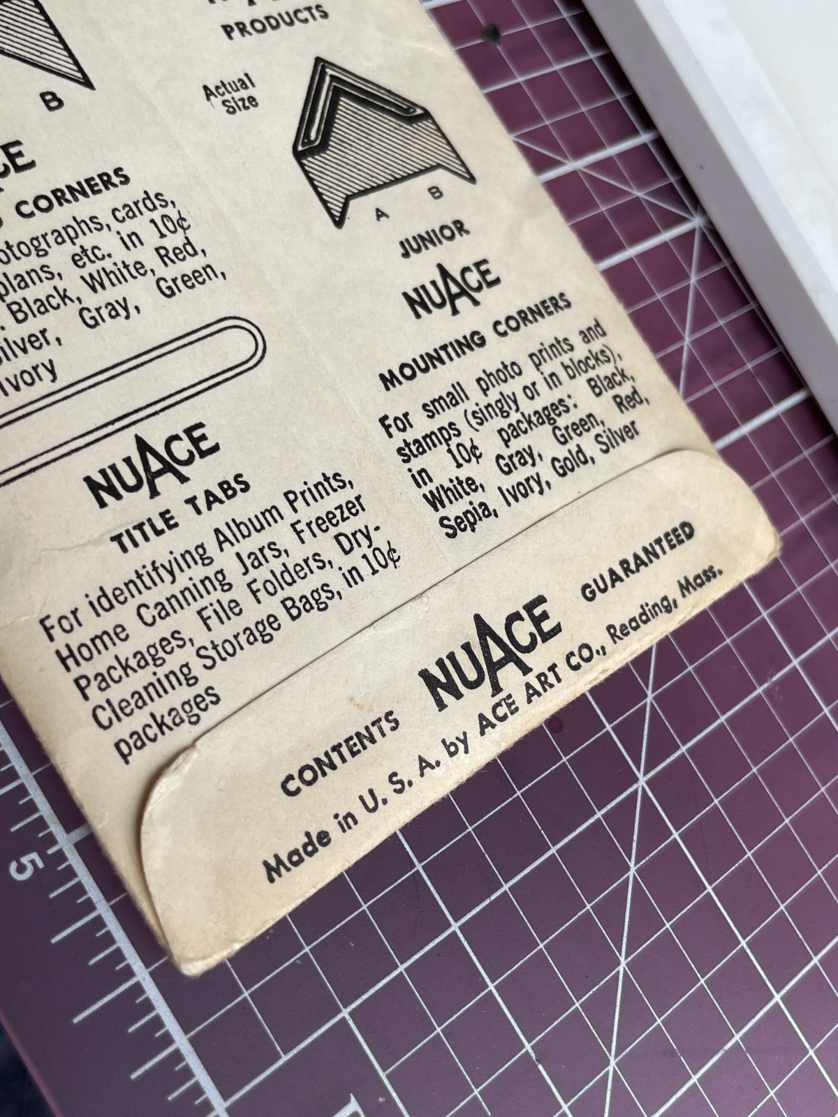 Vintage NOS NuAce Mounting Corners For Photo Albums, Scrapbooking or Whatever