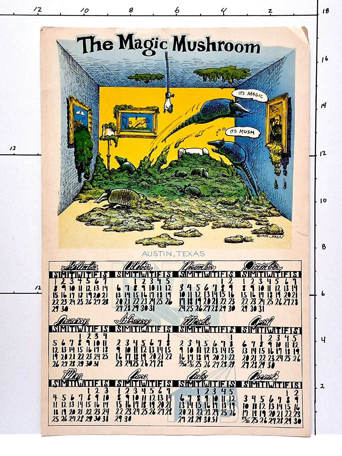 Magic Mushroom 1974 Calendar by JFKLN (Jim Franklin) ~ 11.5″ x 17.5″