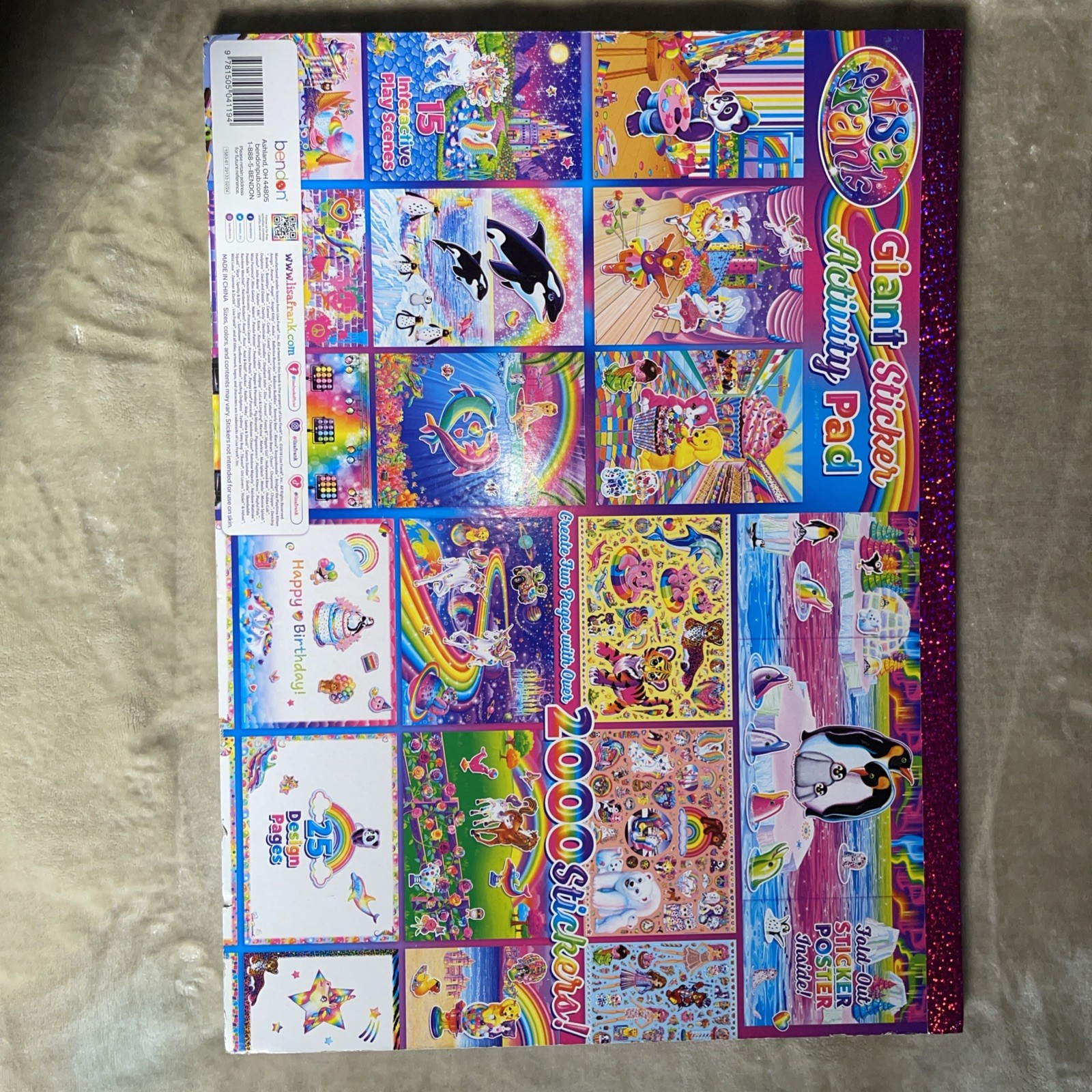 Lisa Frank Activity Pad, 2000+ Stickers Holographic Cover Giraffes Unicorn Panda