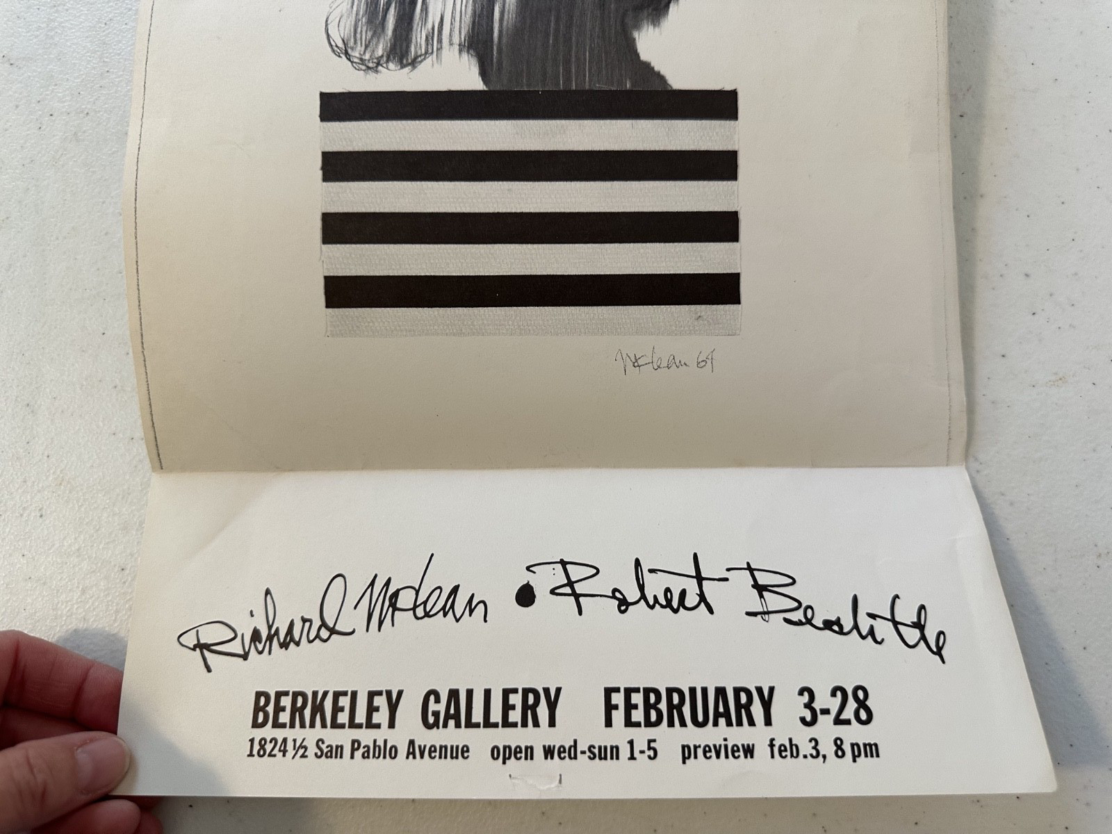 Richard McLean Robert Bechtle 1964 Berkeley Gallery exhibit flyer Rainbow RB