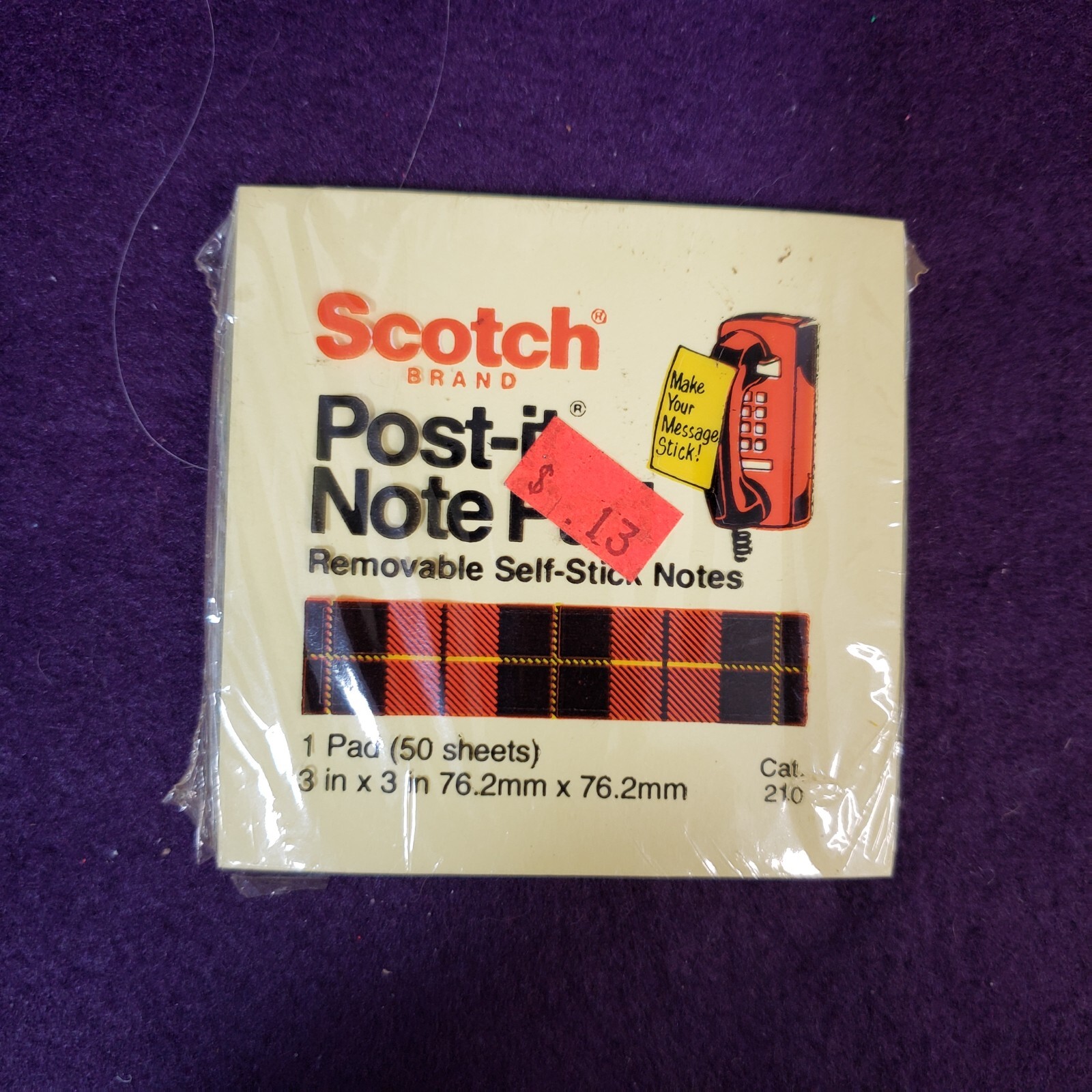Vintage Post-it Note Pad Sealed NOS 50 Sheets 3×3 Wall Telephone Original Price