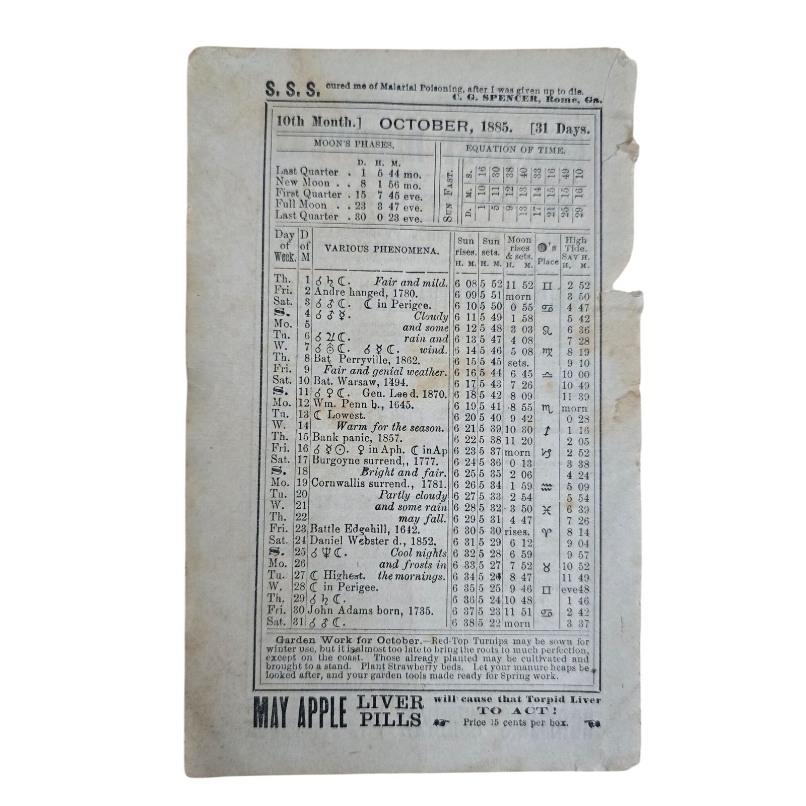 Antique 1885 Patent Medicine Advertising Lot Victorian Ephemera S.S.S Almanac