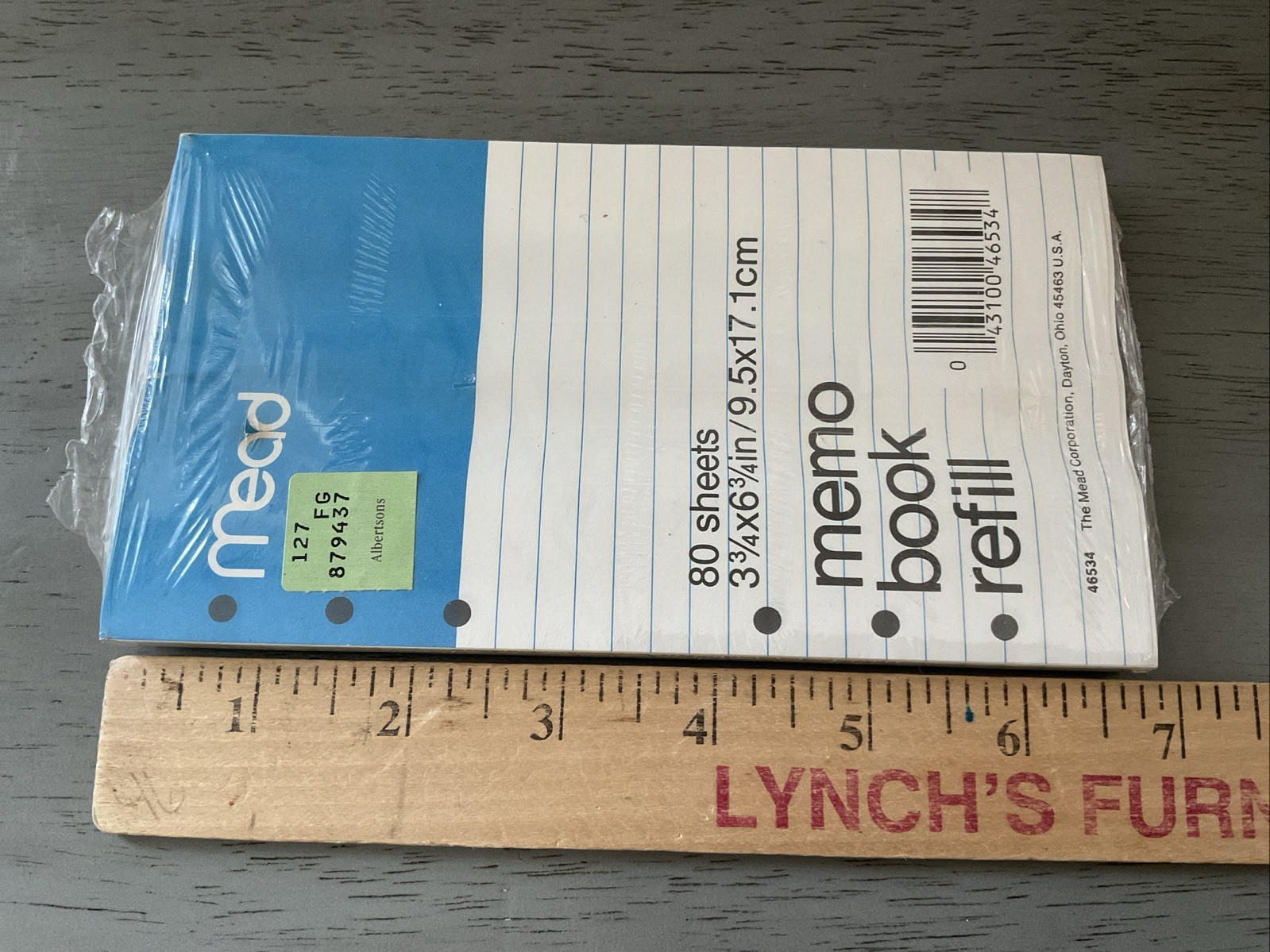 VTG Mead Memo Book Refill Lined 6 Ring Loose Leaf Paper 80 Sheets NOS 46534