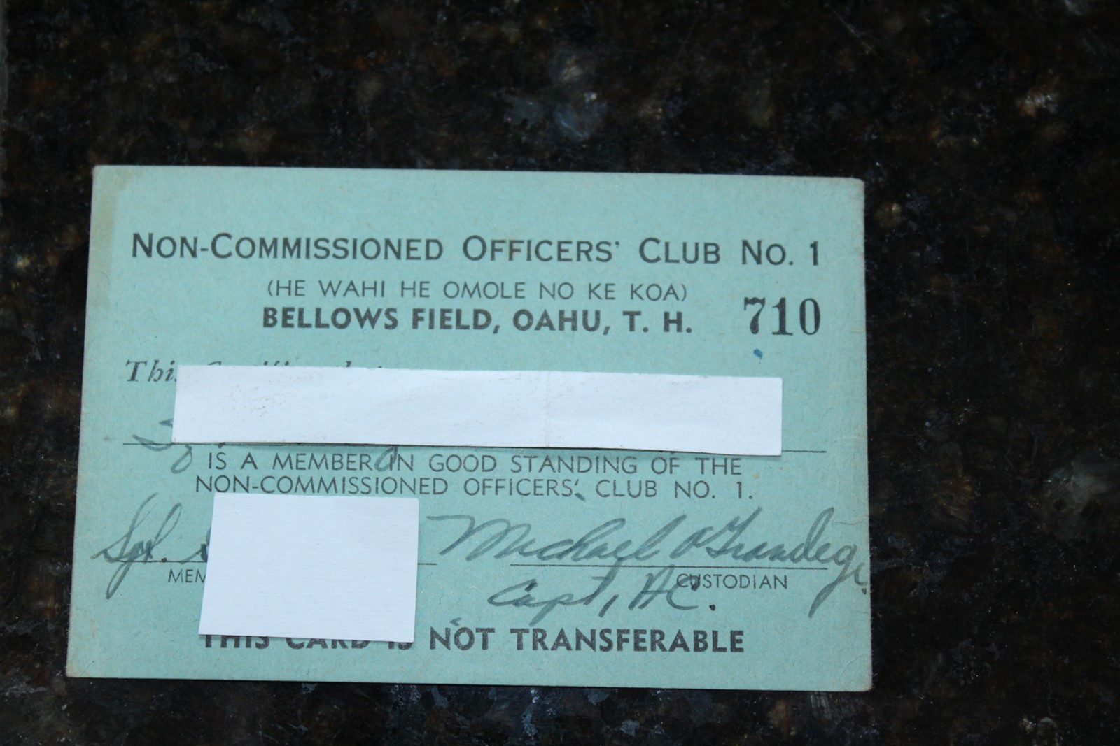 Vintage Ca. 1945 U.S. Army Non-Commissioned Officers Club No. 1 Oahu Bellows