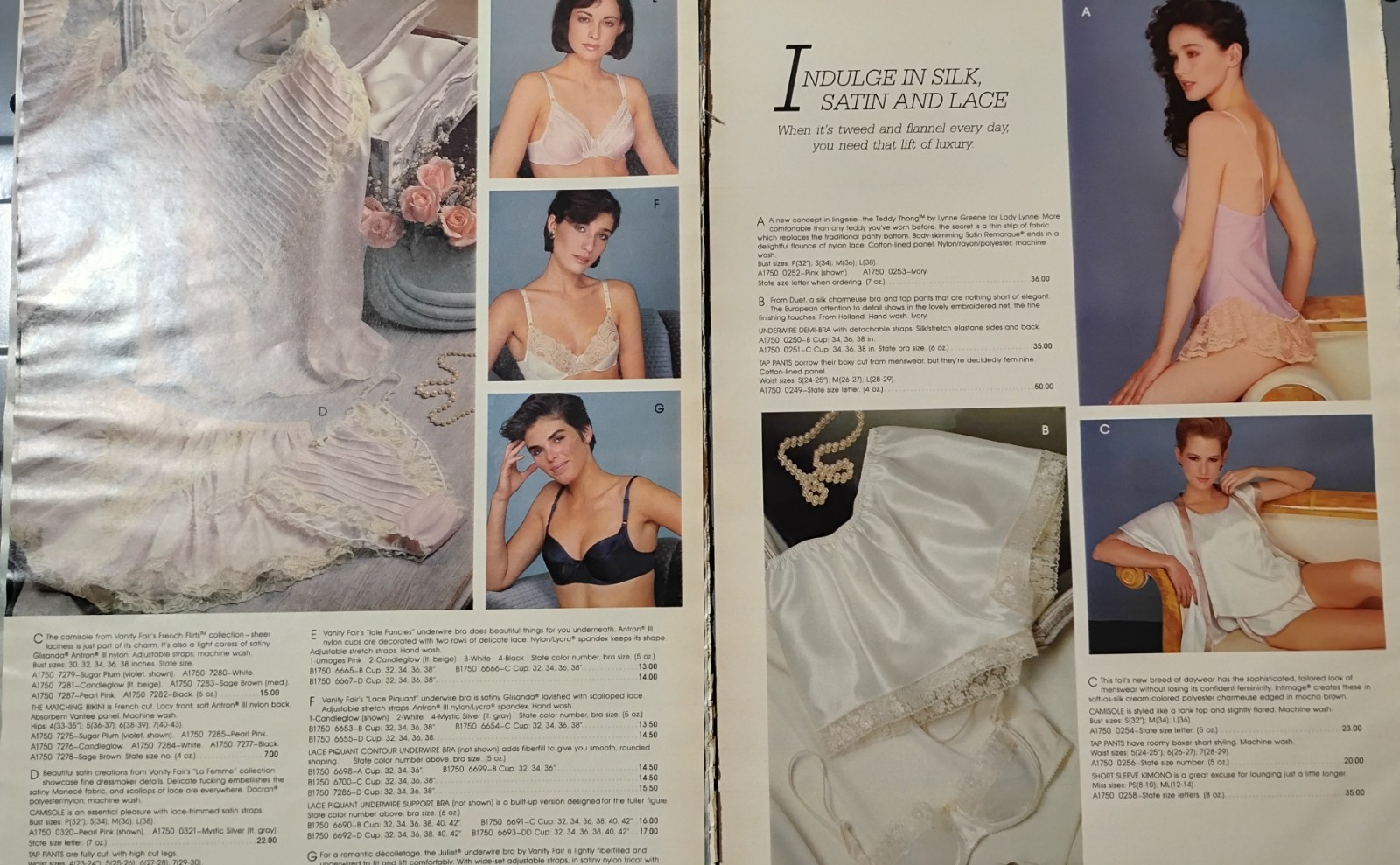 Vintage 80’s Catalog Lingerie Bra Night Things Photo Clipping